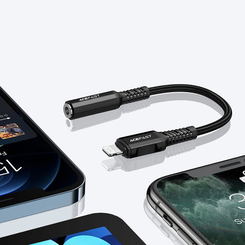 Adaptor Acefast, Audio Cable C1 05 Lightning to Jack 3 5mm Female Apple Hi Fi HD Music Decoding Mfi 0 18m Koff A3d2de