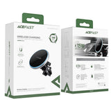 Suport auto Acefast cu Wireless Charging (D3), pentru Grila ventilatie, Prindere magnetica, Incarcare rapida, Reglabil, 15W, argintiu