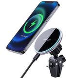Suport auto Acefast cu Wireless Charging (D3), pentru Grila ventilatie, Prindere magnetica, Incarcare rapida, Reglabil, 15W, argintiu
