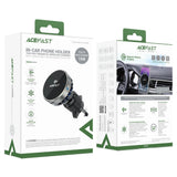 Suport auto Acefast cu Wireless Charging (D40), pentru Grila ventilatie, Prindere magnetica, Ice Cooling, Qi2, USB-C, 15W, gri