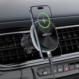 Suport auto Acefast cu Wireless Charging (D41), pentru Grila ventilatie, Prindere magnetica, USB-C, 15W, pentru 4.7, argintiu
