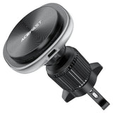 Suport auto Acefast cu Wireless Charging (D41), pentru Grila ventilatie, Prindere magnetica, USB-C, 15W, pentru 4.7, argintiu
