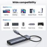 Hub USB UGREEN CM512 (45320), USB-C to 2x USB-C, 2x USB, 1x RJ45 1000Mbps, Plug & Play, 10Gbps Transfer, gri