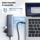 Hub USB UGREEN CM512 (45320), USB-C to 2x USB-C, 2x USB, 1x RJ45 1000Mbps, Plug & Play, 10Gbps Transfer, gri