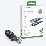 Cablu Acefast de date (C1-02), USB to Lightning, 2.4A, Incarcare rapida, MFi Certification, Nylon Braid, 1.2m, negru
