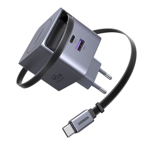 Incarcator retea UGREEN X614 (65822), USB, 2x Type-C, GaN, Incarcare rapidar, 45W, gri