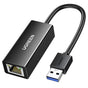 Adaptor UGREEN Ethernet Adapter CR111 (20256), USB3.0 to RJ45 1000Mbps, Plug&play, Intuitive LED Indicator, 0.1m, Negru