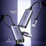 Adaptor UGREEN Ethernet Adapter CM648 (25051), USB to RJ45 LAN Port, Plug & Play, Windows, Macos, 1000Mbps, 5Gbps