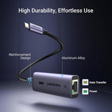 Adaptor UGREEN Ethernet Adapter CM648 (25052), USB-C to RJ45 LAN Port, Plug & Play, Windows, Macos, 1000Mbps, 5Gbps