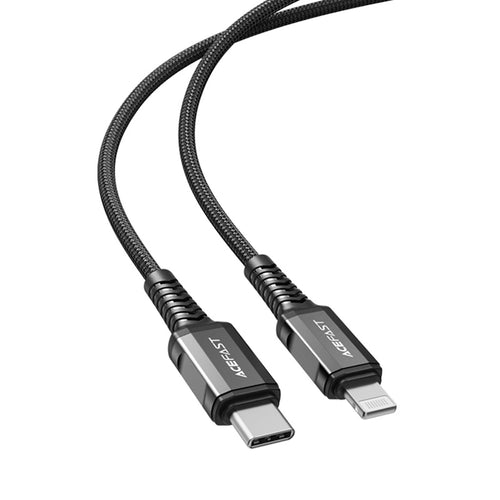 Cablu Acefast de date (C1-01), Type-C to Lightning, 30W, 3A, Incarcare rapida, MFi Certification, Nylon Braid, 1.2m, negru