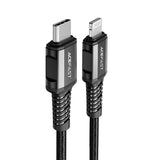 Cablu Acefast de date (C1-01), Type-C to Lightning, 30W, 3A, Incarcare rapida, MFi Certification, Nylon Braid, 1.2m, negru
