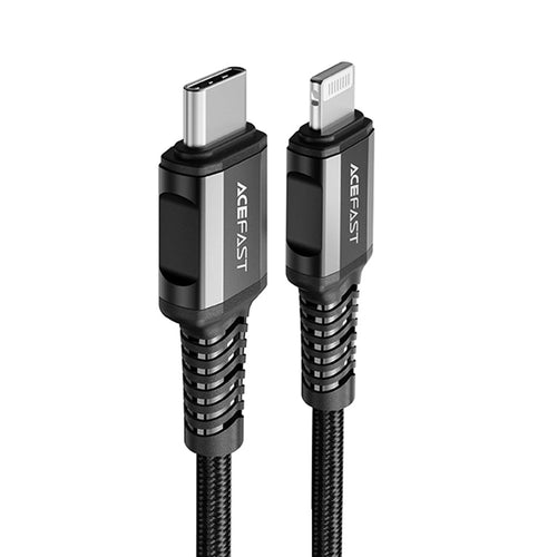 Cablu Acefast de date (C1-01), Type-C to Lightning, 30W, 3A, Incarcare rapida, MFi Certification, Nylon Braid, 1.2m, negru