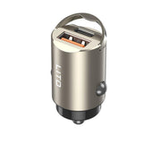 Incarcator auto Lito (IN-C03), 1x USB, 1x Type-C, 30W, Incarcare rapida, Ultra-Mini & Sleek Design, Universal, auriu
