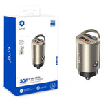 Incarcator auto Lito (IN-C03), 1x USB, 1x Type-C, 30W, Incarcare rapida, Ultra-Mini & Sleek Design, Universal, auriu