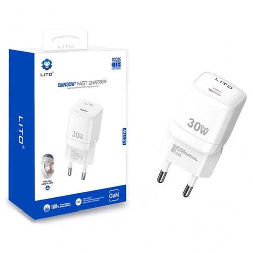 Incarcator retea Lito (LC11), Type-C Output, PD30W, GaN, Real Time Protection, EU Plug, alb