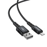 Cablu Acefast de date (C4-02), Incarcare rapida, USB to Lightning, 2.4A, Aliaj aluminiu, 1.8m, negru
