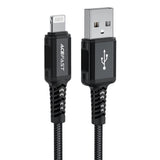 Cablu Acefast de date (C4-02), Incarcare rapida, USB to Lightning, 2.4A, Aliaj aluminiu, 1.8m, negru