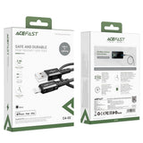 Cablu Acefast de date (C4-02), Incarcare rapida, USB to Lightning, 2.4A, Aliaj aluminiu, 1.8m, negru