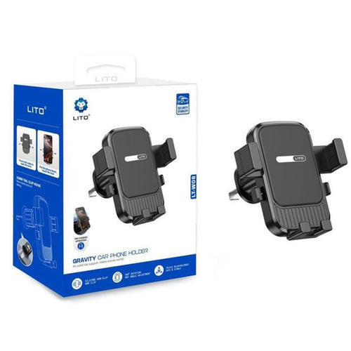 Suport auto Lito (LT-W08), Grila ventilatie, One-Hand Auto Lock/Release, Gravity Design, Triple-reinforced Clip, 360A° Rotatie, gri