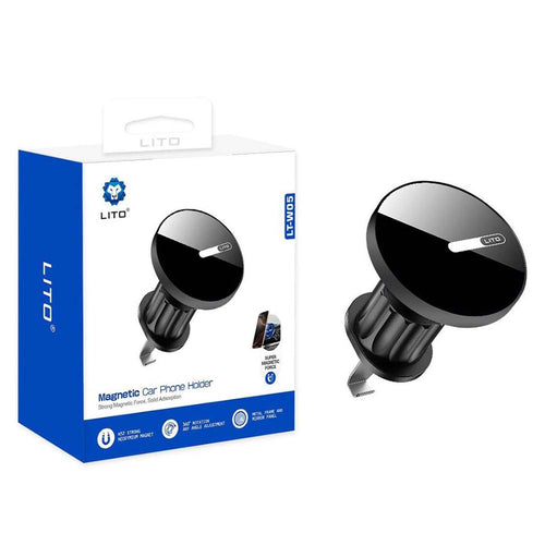 Suport auto Lito (LT-W05), pentru Grila ventilatie, cu N52 Neodymium Magnet, 360° Rotation, 32mm Wide Tail Clip Hook, negru
