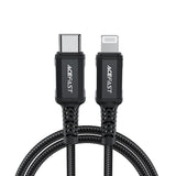 Cablu Acefast de date (C4-01), Incarcare rapida, Type-C to Lightning, 30W, 3A, Aliaj aluminiu, 1.8m, negru