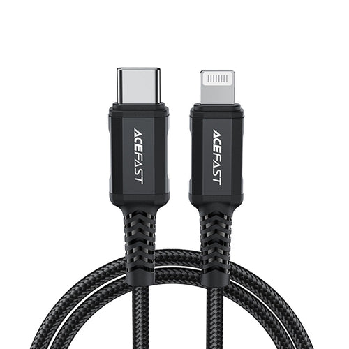 Cablu Acefast de date (C4-01), Incarcare rapida, Type-C to Lightning, 30W, 3A, Aliaj aluminiu, 1.8m, negru