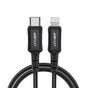 Cablu Acefast de date (C4-01), Incarcare rapida, Type-C to Lightning, 30W, 3A, Aliaj aluminiu, 1.8m, negru