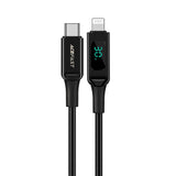 Cablu Acefast de date (C6-01), Type-C to Lightning, Incarcare rapida, 3A, Afisaj LED, 1.2m, negru