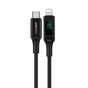 Cablu Acefast de date (C6-01), Type-C to Lightning, Incarcare rapida, 3A, Afisaj LED, 1.2m, negru