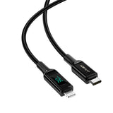 Cablu Acefast de date (C6-01), Type-C to Lightning, Incarcare rapida, 3A, Afisaj LED, 1.2m, negru