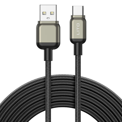 Cablu Lito de date (LD17), USB to Type-C, Incarcare rapida, Braided Nylon, negru