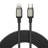 Cablu Lito de date (LD17), Type-C to Lightning, Incarcare rapida, Braided Nylon, 1m, negru