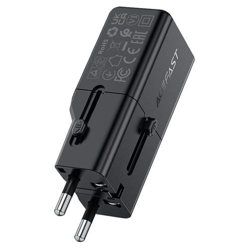 Adaptor pentru Calatorie Acefast (Z7), GaN, Type-C, EU, UK, Au, US, PD30W, Multifunctional Fast Charger, Mini Design, Negru