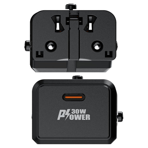 Adaptor pentru Calatorie Acefast (Z7), GaN, Type-C, EU, UK, Au, US, PD30W, Multifunctional Fast Charger, Mini Design, Negru