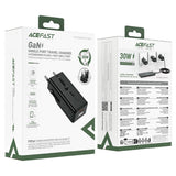 Adaptor pentru Calatorie Acefast (Z7), GaN, Type-C, EU, UK, Au, US, PD30W, Multifunctional Fast Charger, Mini Design, Negru