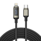 Cablu Lito de date (LD15), Type-C to Lightning, Incarcare rapida, Braided Nylon, 27W, Afisaj LED, 1m, negru
