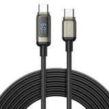 Cablu Lito de date (LD15), Type-C to Type-C, Incarcare rapida, Braided Nylon, 60W, Afisaj LED, negru