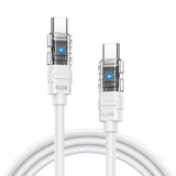 Cablu Lito de date Mechanical (LD05), Type-C to Type-C, Incarcare rapida 60W, Transparent Head, LED, alb