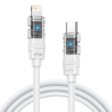 Cablu Lito de date Mechanical (LD05), Type-C to Lightning, Incarcare rapida 27W, Transparent Head, LED, 1m, alb