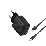 Incarcator retea Lito (LC17T), cu Type-C Cable Inluded, Type-C Output, PD30W, GaN, PC Fireproof, EU Plug, negru