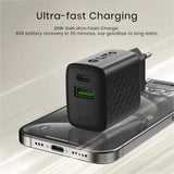 Incarcator retea Lito (LC15), Type-C, USB Output, PD20W, GaN, PC Fireproof, EU Plug, negru