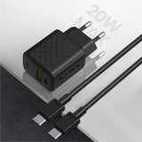 Incarcator retea Lito (LC15T), cu Type-C Cable Included, Type-C, USB Output, PD20W, GaN, PC Fireproof, EU Plug, negru