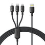 Cablu Baseus de date Silky (P10377705123-00), Incarcare rapida, USB to USB-C, Lightning, Micro-USB, 100W, 480Mbps, 1.5m, negru