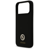 Husa pentru iPhone 17 Pro Max, Guess Silicone Logo Strass 4G MagSafe (GUHMP17XM4DGPK), negru