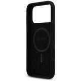 Husa pentru iPhone 17 Pro Max, Guess Silicone Logo Strass 4G MagSafe (GUHMP17XM4DGPK), negru