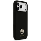 Husa pentru iPhone 17 Pro Max, Guess Silicone Logo Strass 4G MagSafe (GUHMP17XM4DGPK), negru