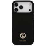 Husa pentru iPhone 17 Pro Max, Guess Silicone Logo Strass 4G MagSafe (GUHMP17XM4DGPK), negru