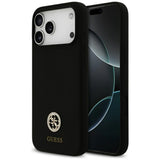 Husa pentru iPhone 17 Pro Max, Guess Silicone Logo Strass 4G MagSafe (GUHMP17XM4DGPK), negru
