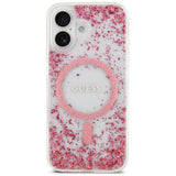 Husa pentru iPhone 17, Guess Resin Bottom Glitter MagSafe (GUHMP17SRGRGEP), roz