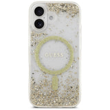 Husa pentru iPhone 17, Guess Resin Bottom Glitter MagSafe (GUHMP17SRGRGED), auriu